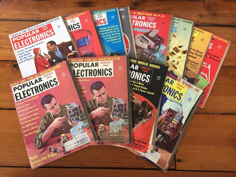 Vtg Lot 12 1963 Popular Electronics Magazine Back Issues Radio Atomic Era Tech